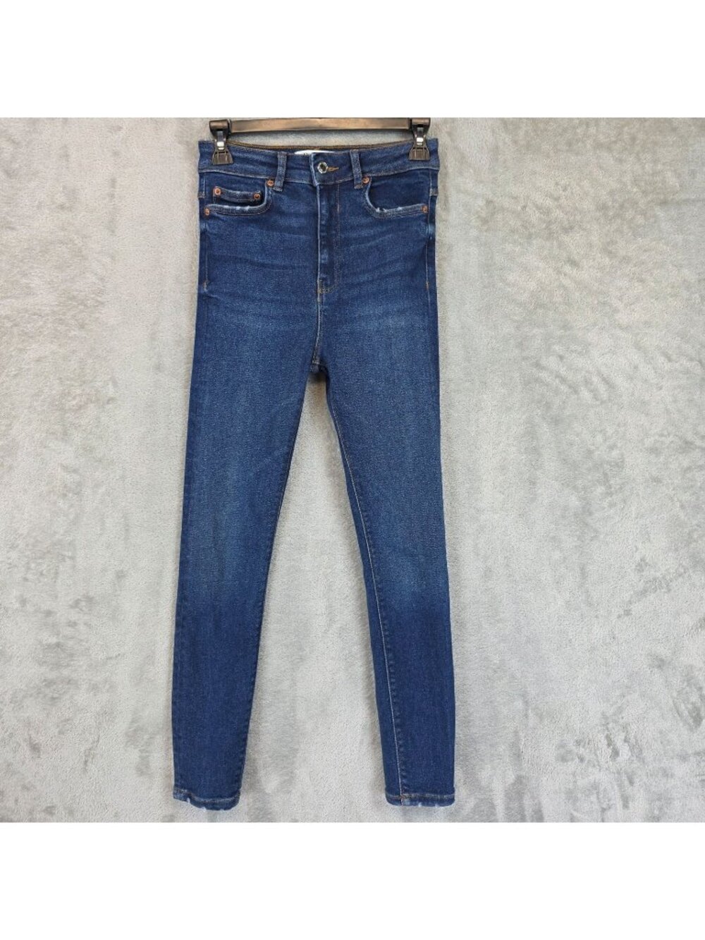 Zara Skinny Jeans Womens 4 Blue Med Wash High Rise Slim Classic Stretch Denim